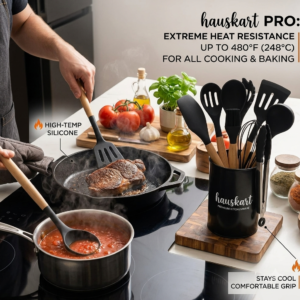12-Piece Non-Stick Silicone Kitchen Utensils with Wood Handles